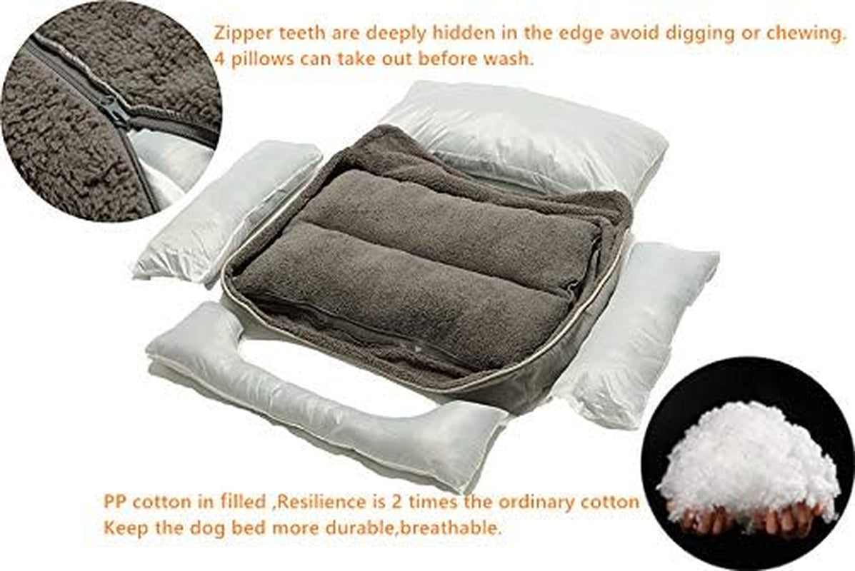 Premium Washable Rectangle Dog Bed with Anti-Slip Bottom for Small, Medium, and Large Dogs (X-Large, Grey)