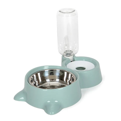 New 2-In-1 Cat Bowl Water Dispenser Automatic Water Storage Pet Dog Cat Food Bowl Food Container with Waterer Pet Waterer Feeder