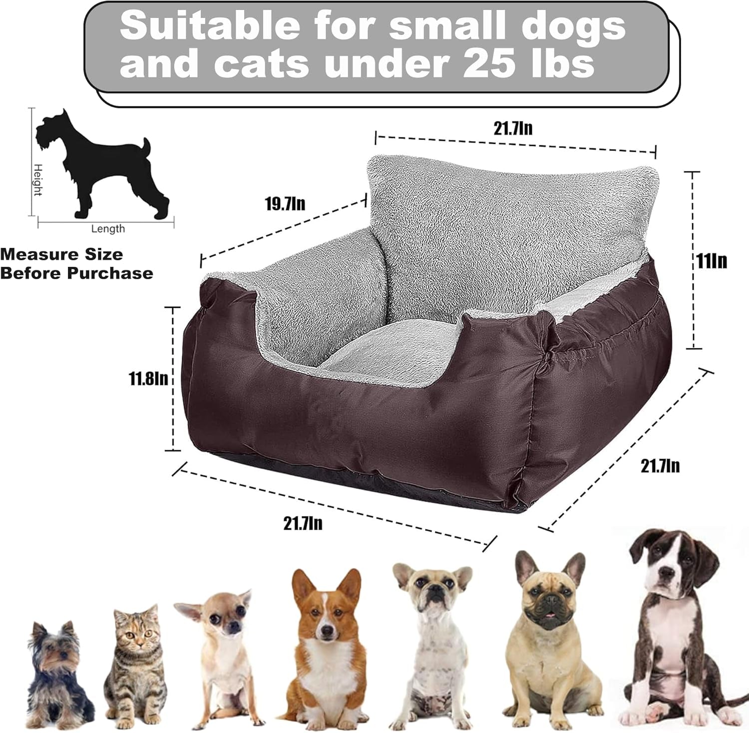 Utotol Premium Dog Car Seat with Safety Belt, Washable Booster for Small Dogs, Anti-Slip Travel Bed for Front or Back Seat, Adjustable Buckle, and Storage Pockets