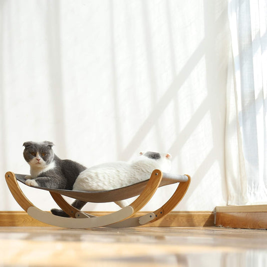 FUKUMARU Elevated Cat Hammock Chair - New Moon Design, Premium Indoor Cat Bed for Cats and Small Dogs, Grey