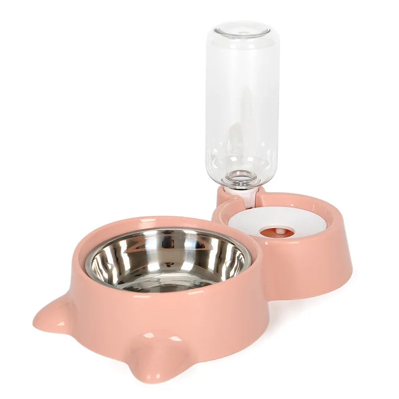 New 2-In-1 Cat Bowl Water Dispenser Automatic Water Storage Pet Dog Cat Food Bowl Food Container with Waterer Pet Waterer Feeder