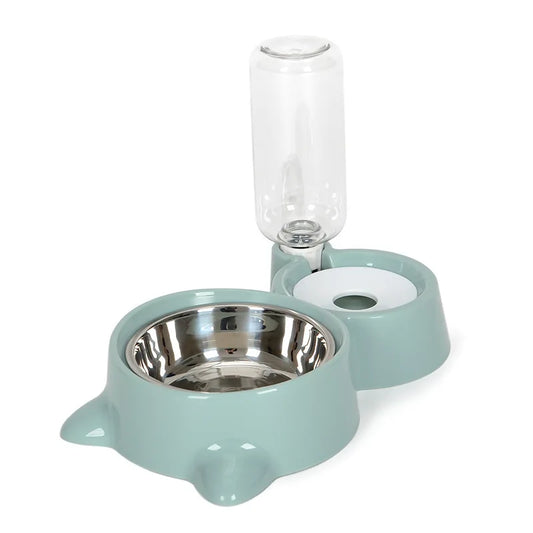 New 2-In-1 Cat Bowl Water Dispenser Automatic Water Storage Pet Dog Cat Food Bowl Food Container with Waterer Pet Waterer Feeder