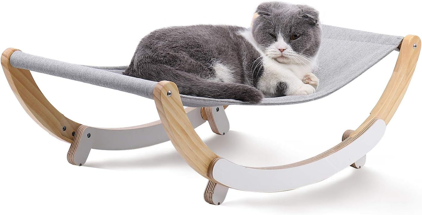 FUKUMARU Elevated Cat Hammock Chair - New Moon Design, Premium Indoor Cat Bed for Cats and Small Dogs, Grey