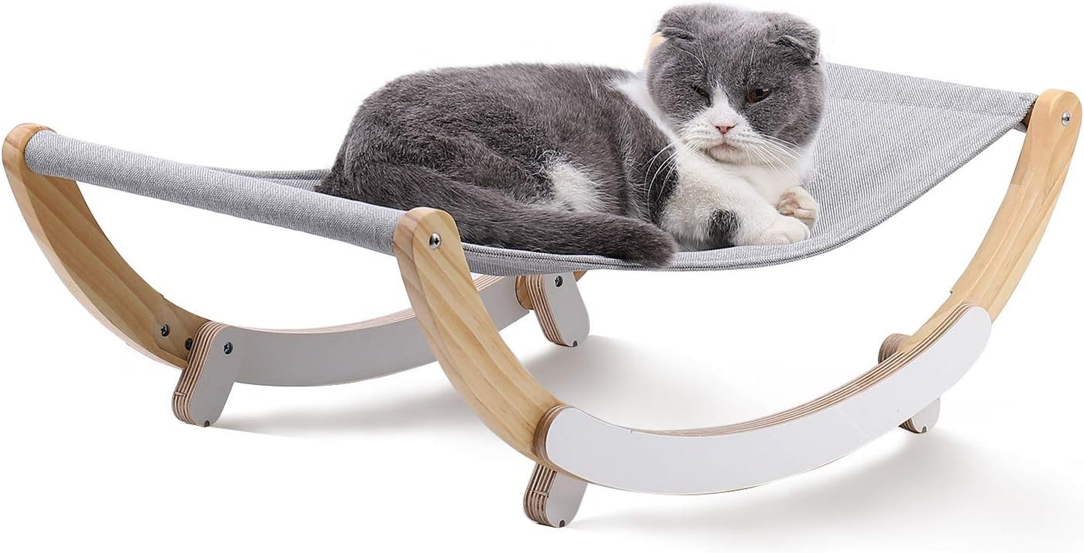 FUKUMARU Elevated Cat Hammock Chair - New Moon Design, Premium Indoor Cat Bed for Cats and Small Dogs, Grey