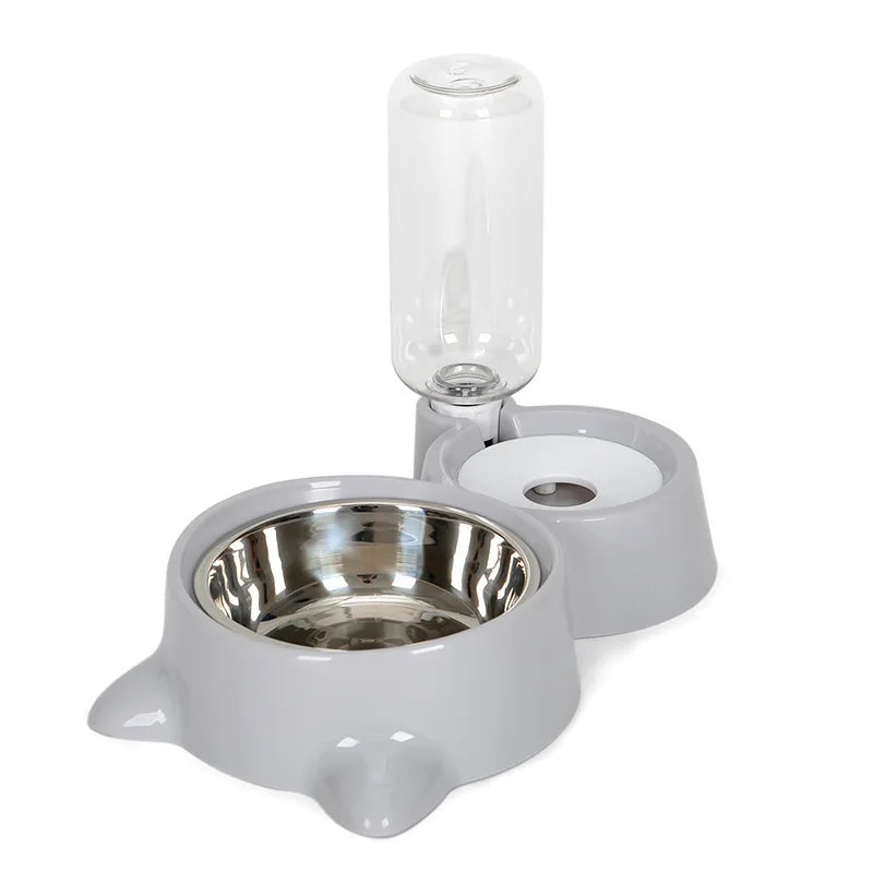 New 2-In-1 Cat Bowl Water Dispenser Automatic Water Storage Pet Dog Cat Food Bowl Food Container with Waterer Pet Waterer Feeder