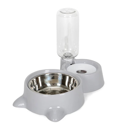 New 2-In-1 Cat Bowl Water Dispenser Automatic Water Storage Pet Dog Cat Food Bowl Food Container with Waterer Pet Waterer Feeder