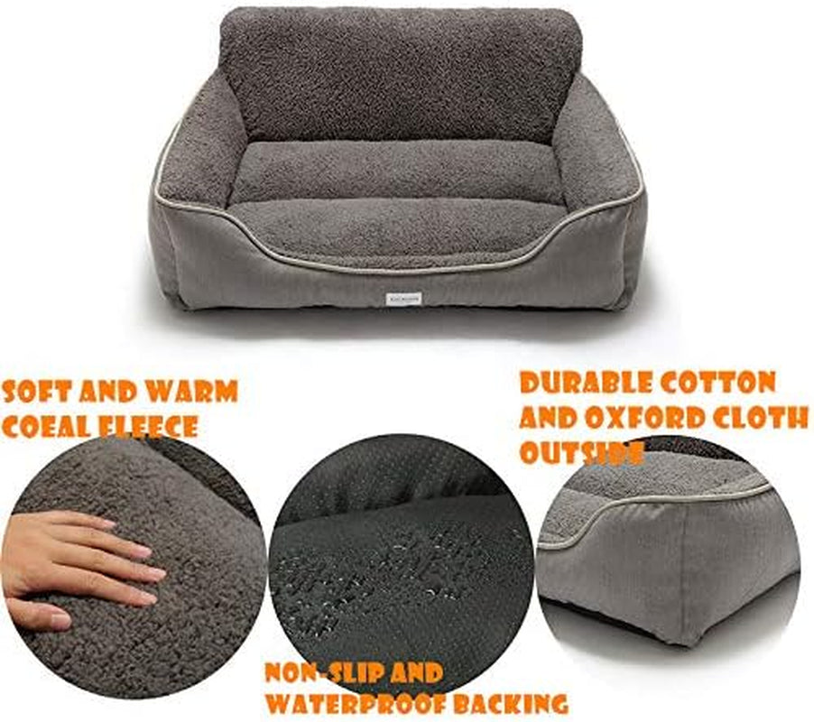 Premium Washable Rectangle Dog Bed with Anti-Slip Bottom for Small, Medium, and Large Dogs (X-Large, Grey)
