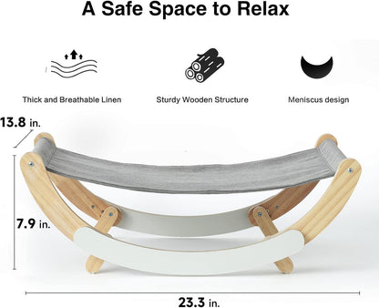 FUKUMARU Elevated Cat Hammock Chair - New Moon Design, Premium Indoor Cat Bed for Cats and Small Dogs, Grey