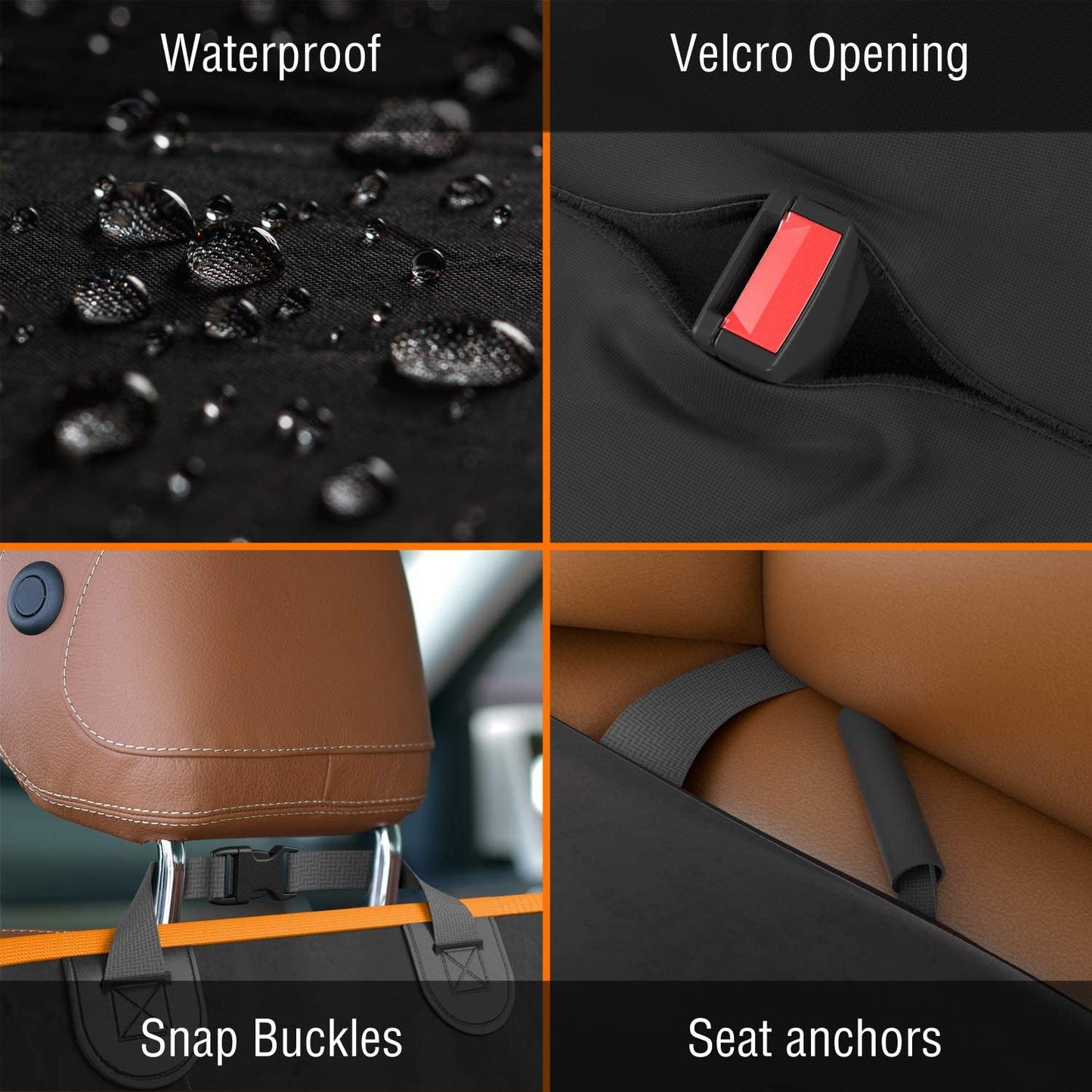 Active Pets Dog Car Seat Cover Car Seat Protector- Dog Seat Cover for Back Seat of Suvs, Trucks, Cars - Waterproof & Convertible Hammock for Car Backseat - Travel Accessories -Orange, XL